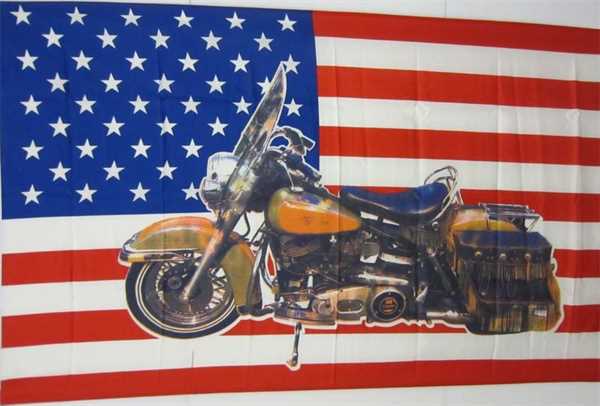 USA mit Motorrad Flagge 90x150 cm,160 Dernier (G)