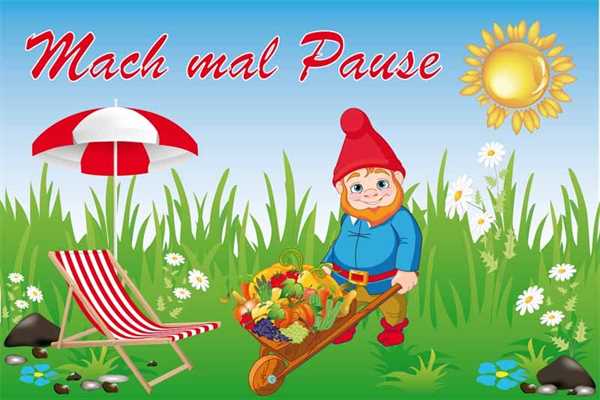 Gartenzwerg Mach mal Pause Flagge 90x150 cm Digitaldruck