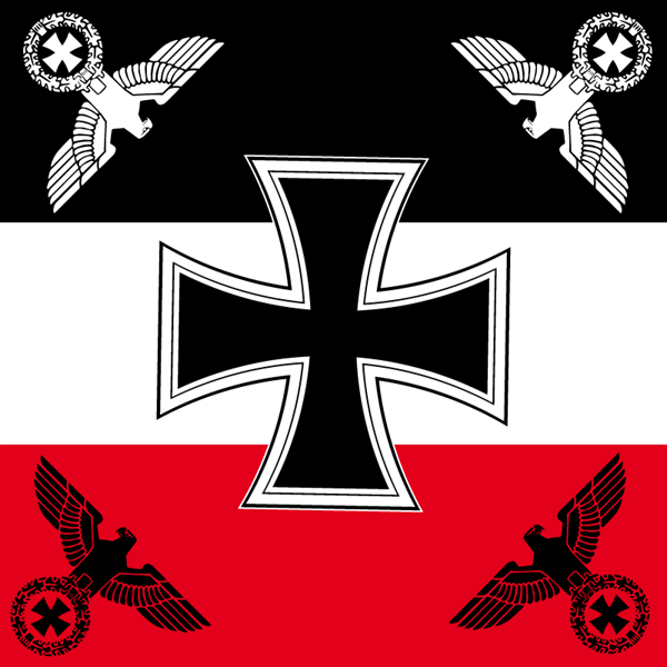 DR- Reichsflagge Eisernes Kreuz und 4 Reichsadlern 120x120 cm