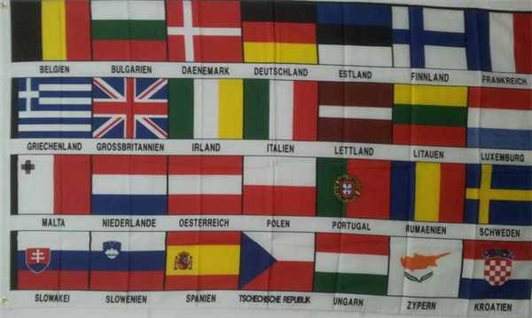 Europa 28 Länder Flagge 90x150 cm,160 Dernier (G)