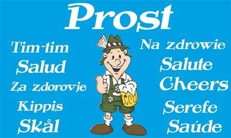 Bier Prost mehrsprachig Oktoberfest Flagge 90x150 cm