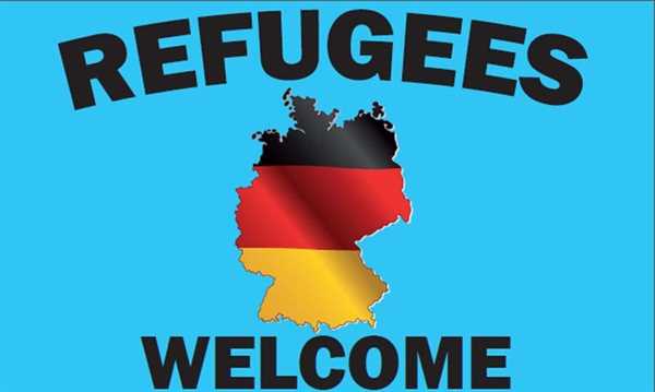 Willkommen - Flüchtlinge Willkommen Flagge 90x150 cm