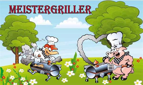 Grillen Meistergriller Flagge 90x150 cm Digitaldruck