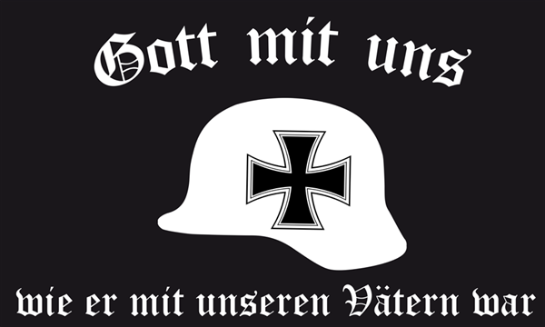 DR- Gott mit uns 5 Stahlhelm Flagge 90x150 cm