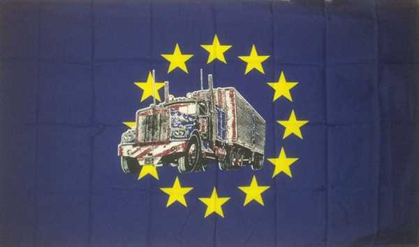 Europa mit LKW Flagge 90x150 cm,160 Dernier (G) Sonderangebot