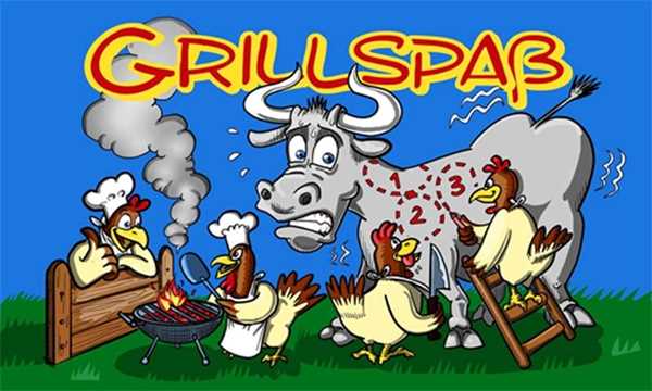 Grillen Grillspaß Hühner Flagge 90x150 cm