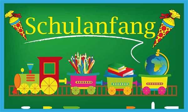 Schule Einschulung Schulanfang Eisenbahn Kindermotiv 90x150 cm Digitaldruck