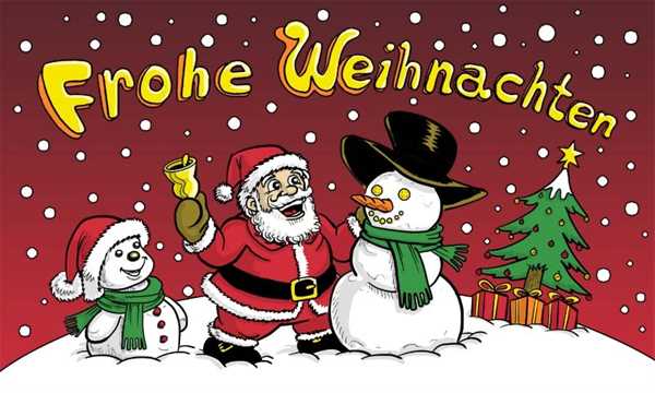 Weihnachten-Frohe Weihnachten rot mit Schneemann Flagge 90x150 cm