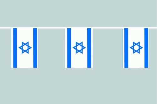 Israel Flaggenkette 6 Meter / 8 Flaggen 30x45 cm