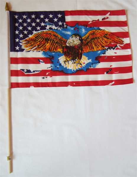 USA mit Adler Stockflagge 30x45 cm,160 Dernier (G)Abverkauf