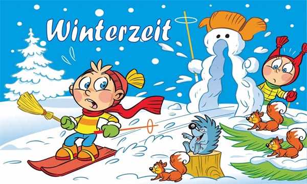 Winter Winterzeit Kinder 90x150 cm Digitaldruck