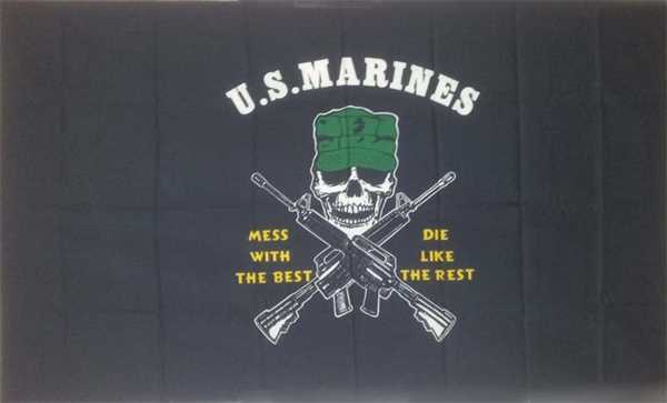 Pirat US Marines Mess with the best Flagge 90x150 cm,160 Dernier (G)Abverkauf