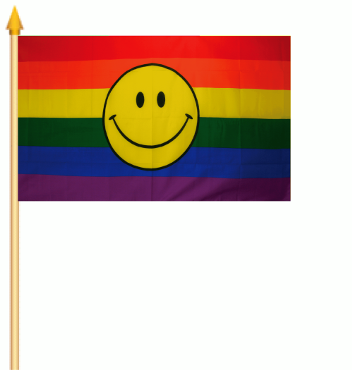 Regenbogen smile face Stockflagge 30x45 cm ( Digitaldruck )