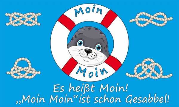 Moin Moin-Moin ist schon Gesabbel Seehund Flagge 90x150 cm Digitaldruck