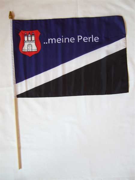 Hamburg meine Perle Stockflagge 30x45 cm,160 Dernier (G) Abverkauf