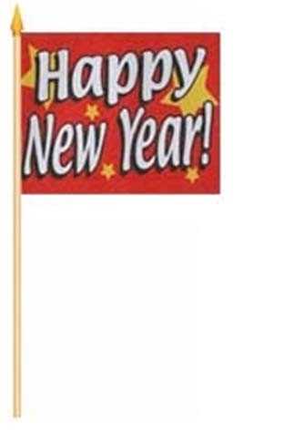 Neujahr, Happy New Year rot Stockflagge 30x45 cm Sonderangebot