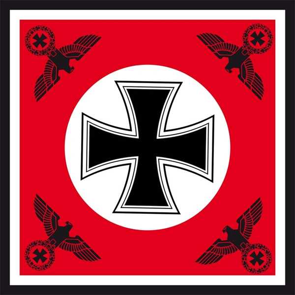 DR- Eisernes Kreuz mit vier Reichsadlern rot 120x120 cm