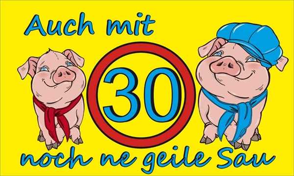 Geburtstag- 30 Jahre , Auch noch mit 30 ne geile Sau,( ER ) 30. Geburtstag Flagge 90x150 cm Digitald