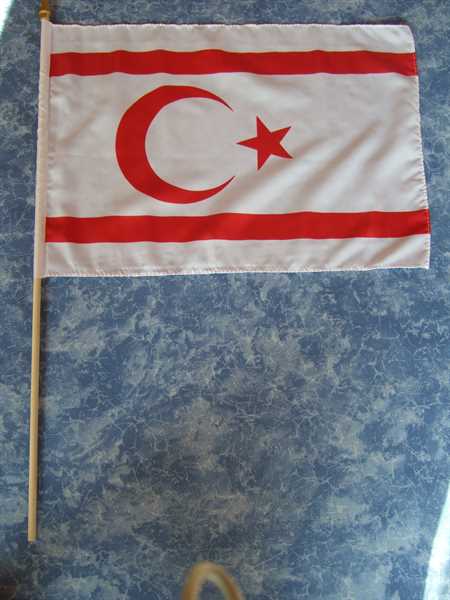 Nordzypern (Türkische Republik) Stockflagge 30x45 cm,160 Dernier (G)Abverkauf